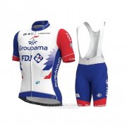 2021 Fahrradbekleidung Groupama-FDJ Rot Blau Wei Trikot Kurzarm und Tragerhose (2)